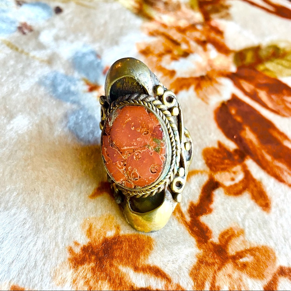 Vintage Red Stone Statement Ring - image 2